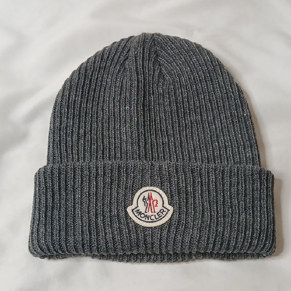 Moncler | Accessories | Moncler Gray Ribbed Beanie | Poshmark display picture 1